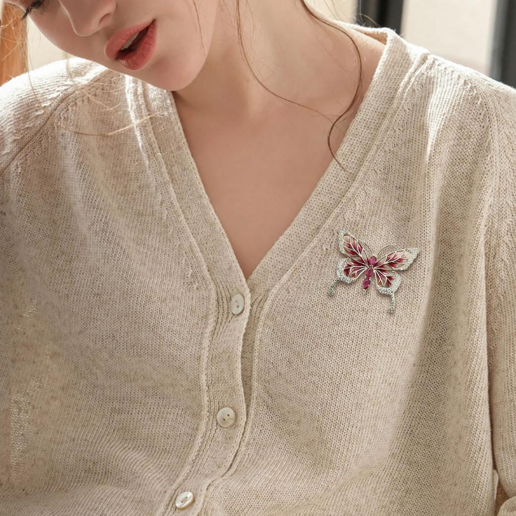 Handcraft Alloy Butterfly Pin Intricate Craftsmanship Sturdy Materials Fashion Accessory for Outfits or Bags Decoration