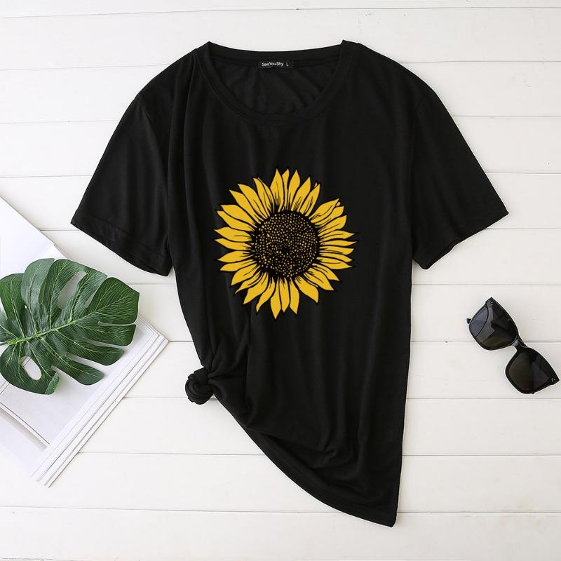 Sunflower Women's 3D Digital Printed Short Sleeved Pure Cotton T-shirt