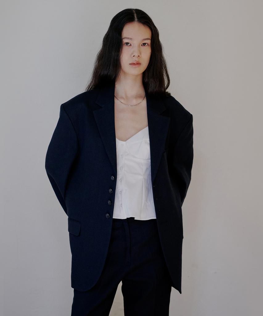Nuakle (W) Linen Jacket_Navy