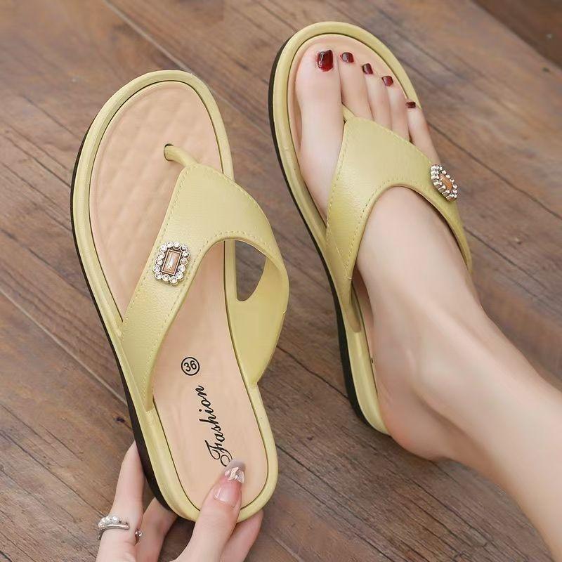 Women's Summer New Wedges Flip-Flop Slippers Thick Sole Non Slip Home Slippers Outdoor Beach Slippers Vacation Casual Slippers
