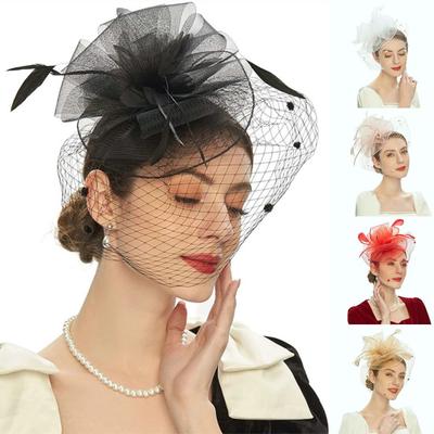 Fascinator-Hut, transparentes Netz, großer Blumenschleier, Retro-elegante Foto-Requisite, Haar-Accessoire für Frauen, Hochzeit, Cocktail, Teeparty, Brautmütze, Partykleidung