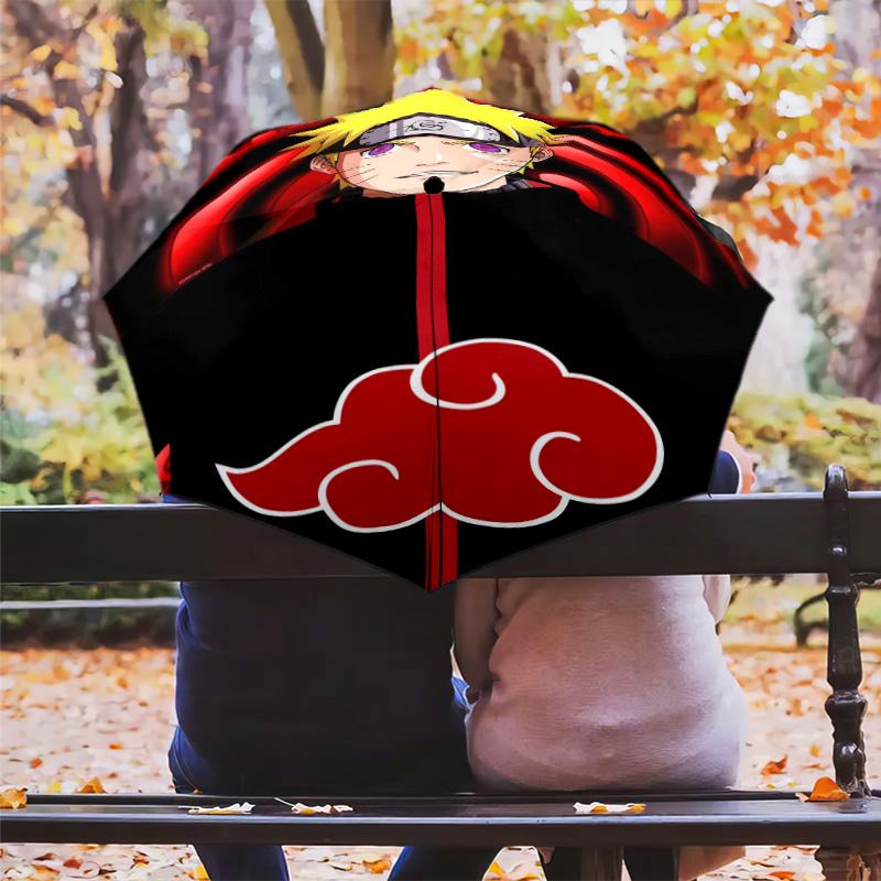 1 PC Automatic Folding Umbrella - Naruto Cloud Power Pattern Portable Foldable Design With 8 Ribs Christmas Birthday Gifts