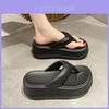 Trendy Thick-soled Wedge Flip-flops For Women Summer Casual Beach Footwear In Black White Pink And More