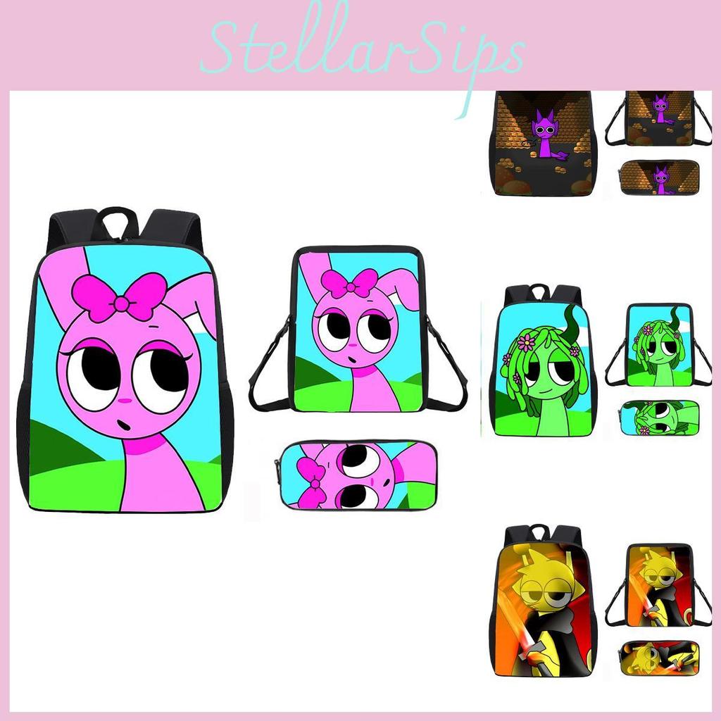 Incredibox Pattern Sprunki Backpack Shoulder Bag Pencil Case Three Set Piece