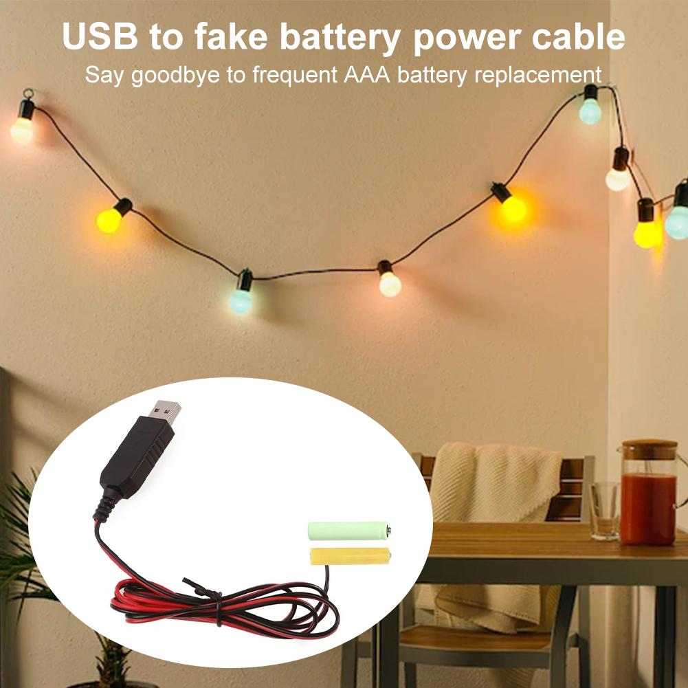 USB 5V To 3V AAA Battery Eliminator USB Power Supply Cable AA Dummy Batteries Power Supply Adapter Cable for LED Light