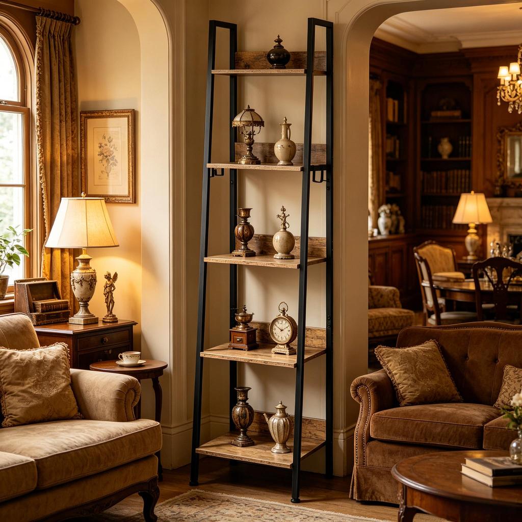 Ladder Display Shelf, Open Bathroom Storage Shelf, Standing Bookshelf, Storage Shelf in the Living Room (only with storage shelf)
