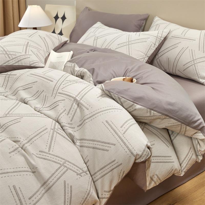 Class A 120 Maternal And Infant Grade Jacquard Pure Cotton 4Pcs Set Xinjiang Cotton Cotton Naked Sleeping Sheet Quilt Cover Mattress Model