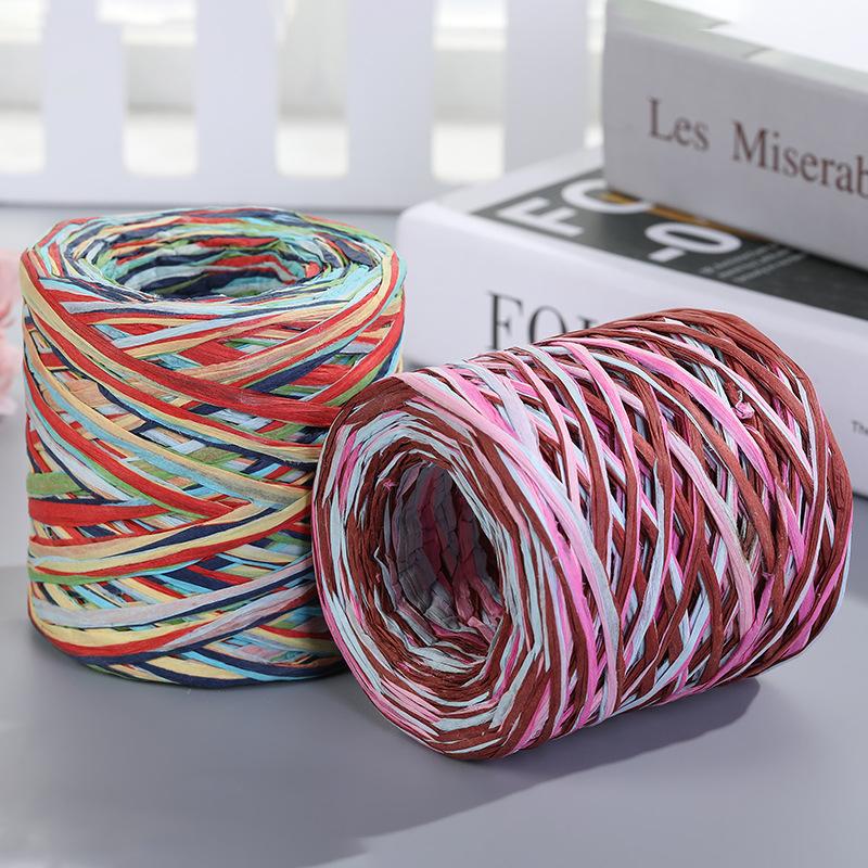 200M Natural Raffia Straw Yarn For Knitting Crocheting Paper Threads DIY Handmade Summer Sunhat Beach Bag Braided Cord Supplies
