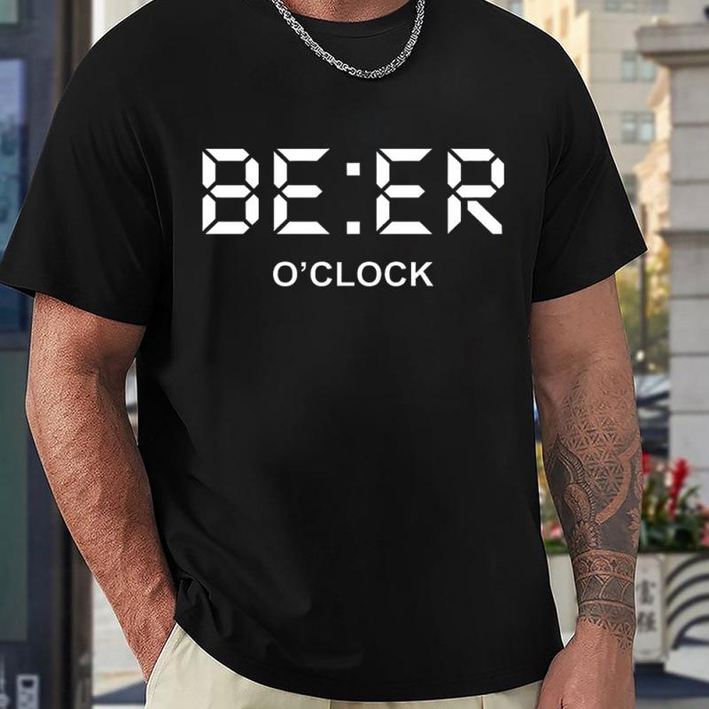 Men Fashion Crew Neck Short Sleeve I NEED BEER Letter Print Cotton T Shirt Top