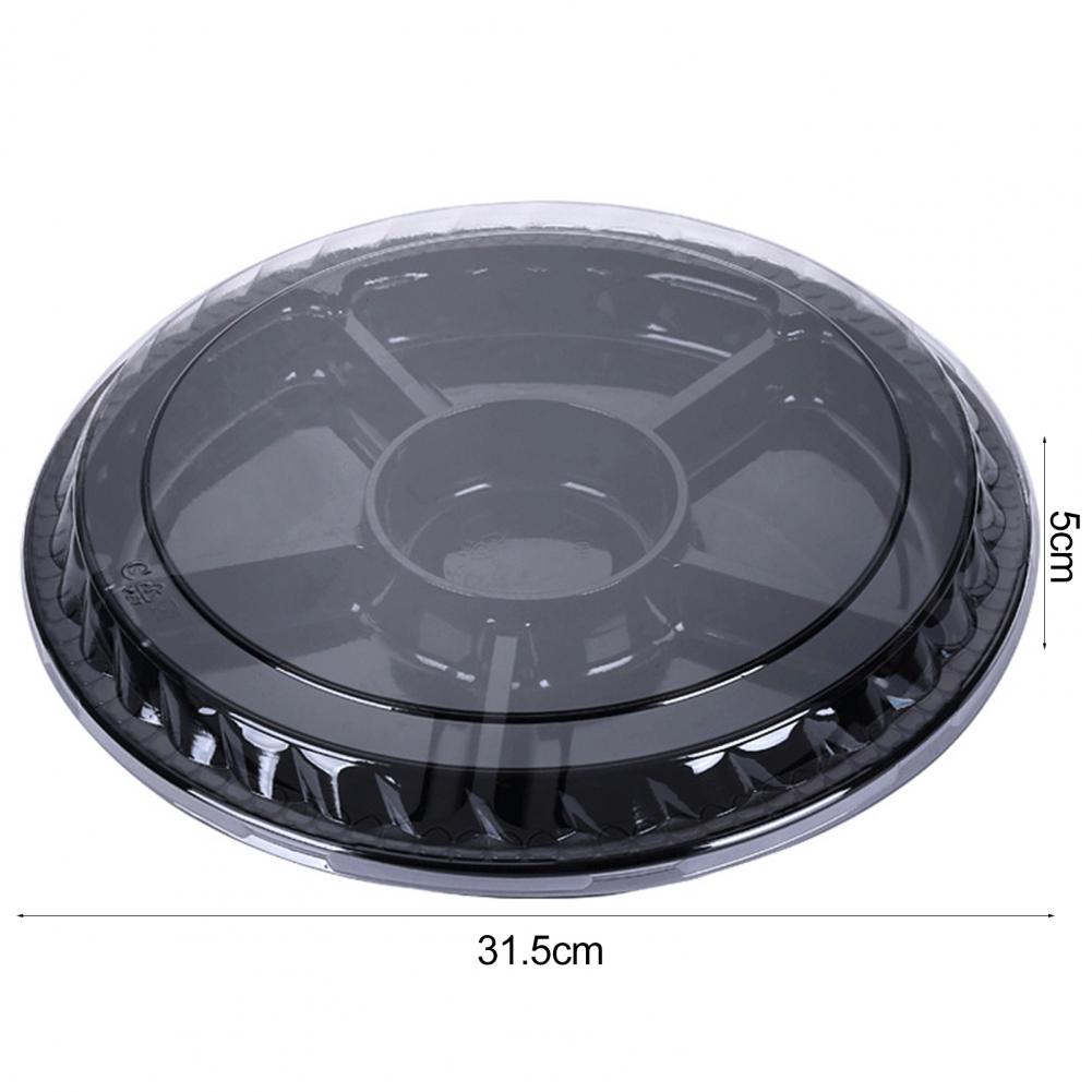 Versatile Snack Fruit Tray Plastic Tray with Compartments Plastic Round Snacks Fruit Storage Box with Lid 6 for Party