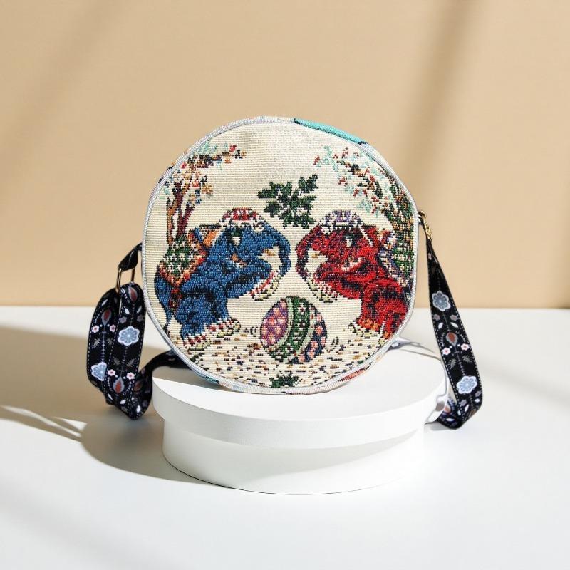 

Ethnic-style Hand-held and Crossbody Multi-purpose Bag, Embroidered Bag, Casual Double-sided Hanfu Small Cloth Bag