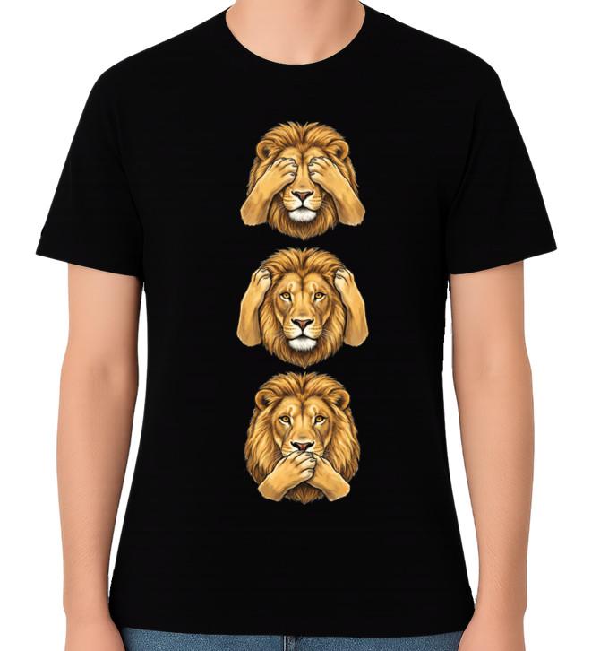 Lion Hear See Speak No Evil T-Shirt Lions Graphic Unisex Tee 3XL