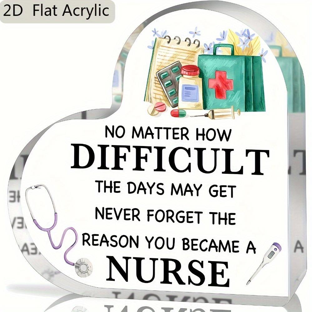 1pc Nurse s Day Acrylic Sign Plaque - Heart-Shaped Medical Theme with Stethoscope & Syringe Design, Inspirational Quote 10*10cm