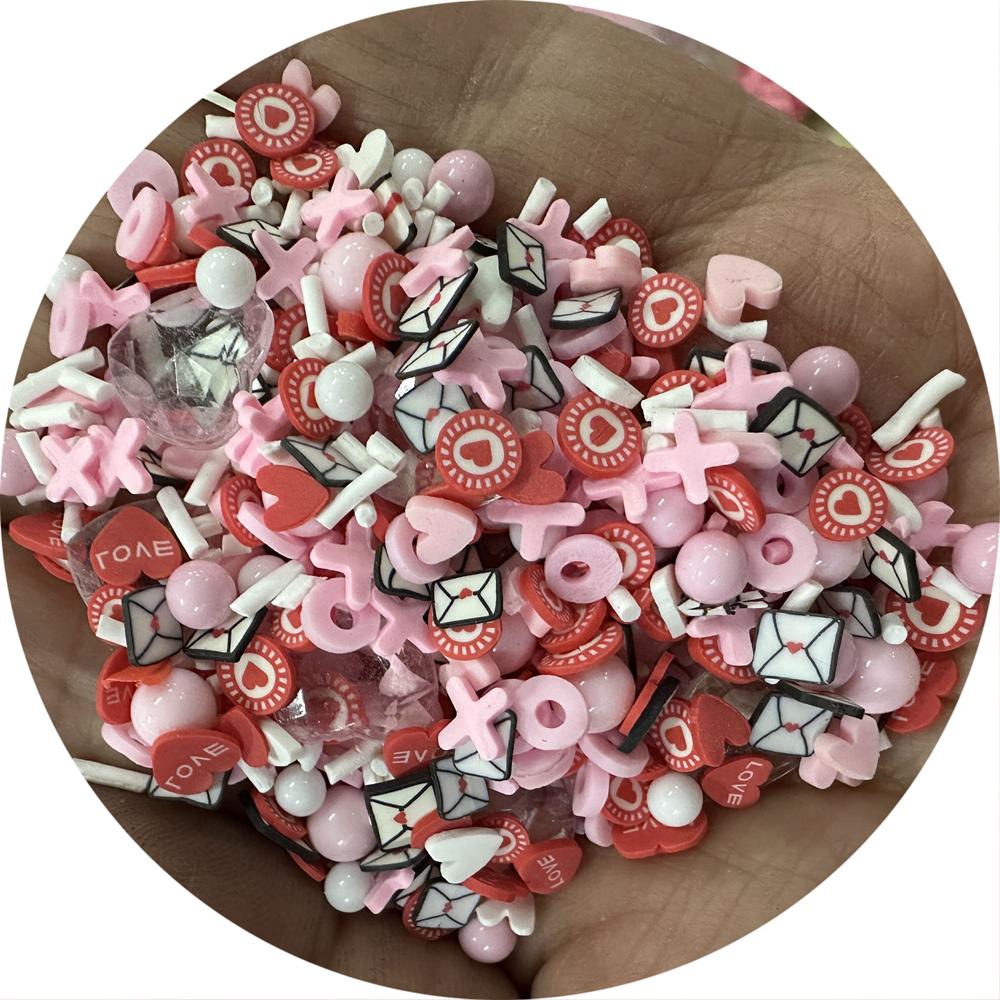 Valentine's Day Heart Polymer Clay Slices Soft Slime Clay Sprinkles for DIY Colorful Slime Decoration Crafts