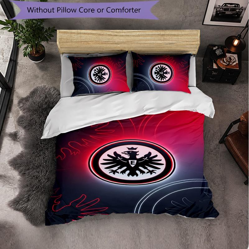 Eintracht Frankfurt Calcio Set Biancheria da Letto 3 Pezzi Morbido Copripiumino con Federe Set Decorazione Camera da Letto per la Casa