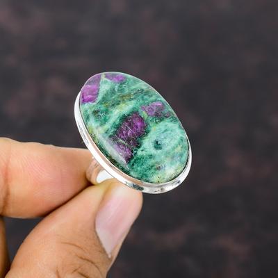Δαχτυλίδι Ruby Fuchsite Γνήσιο δαχτυλίδι από πολύτιμους λίθους 925 Δαχτυλίδι ρυθμιζόμενο δαχτυλίδι χειροποίητο κοσμήματα Boho Δώρο επετείου για δαχτυλίδι τελευταίας σχεδίασης