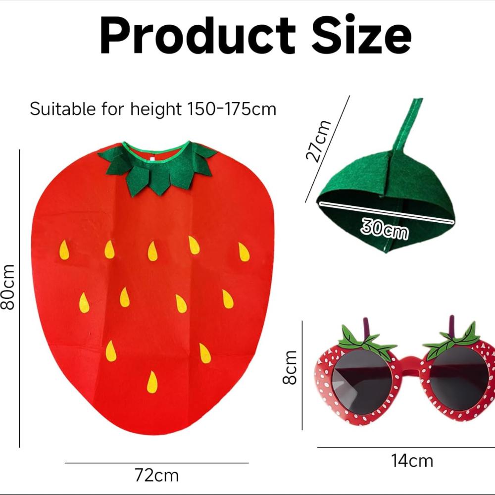 1 Set of Strawberry Costumes and 1 Pair of Glasses, Performance Costumes, Creative Fancy Dress Costumes, Role Play Accessories, Party Costumes
