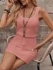 Summer Polyester Sleeveless Aline Dress With Color Block For Casual Wear