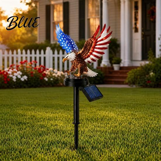 Bald Eagle Garden Decor America 250th Anniversary Solar Light Patriotic Memorial Day Decor Decoration Powered Stake Light for 4th of July