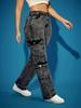 European & American Fashion Multi-Pocket High Elastic Denim Chain Work Pants