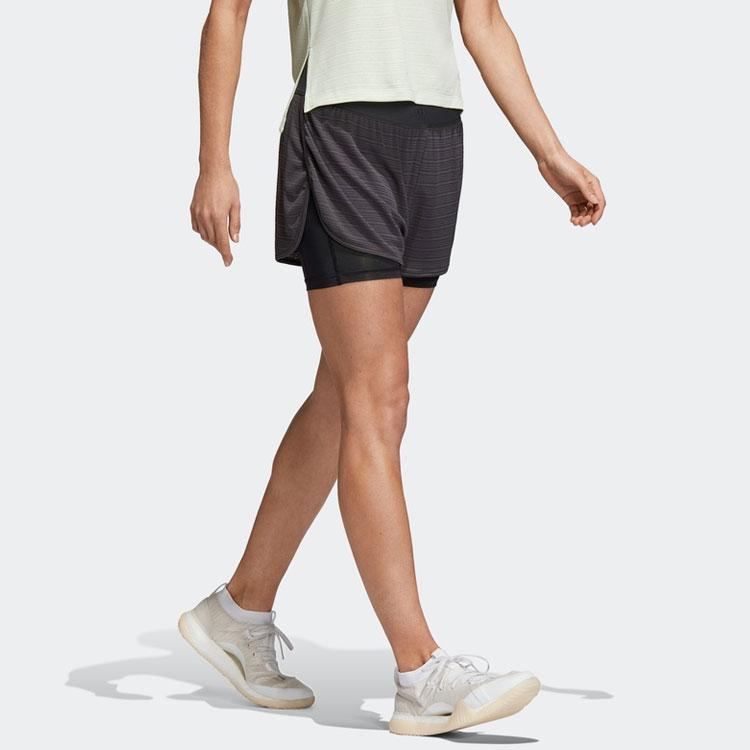 Adidas Two-In-One Double-Layer Knit Training Shorts Women Bottoms Black CW4054