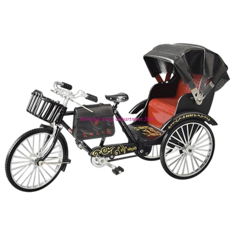 Vintage Jinrikisha Rickshaw Metal Model Collectible Tricycle Replicas For Bookshelves Display Unique Gift For Adults