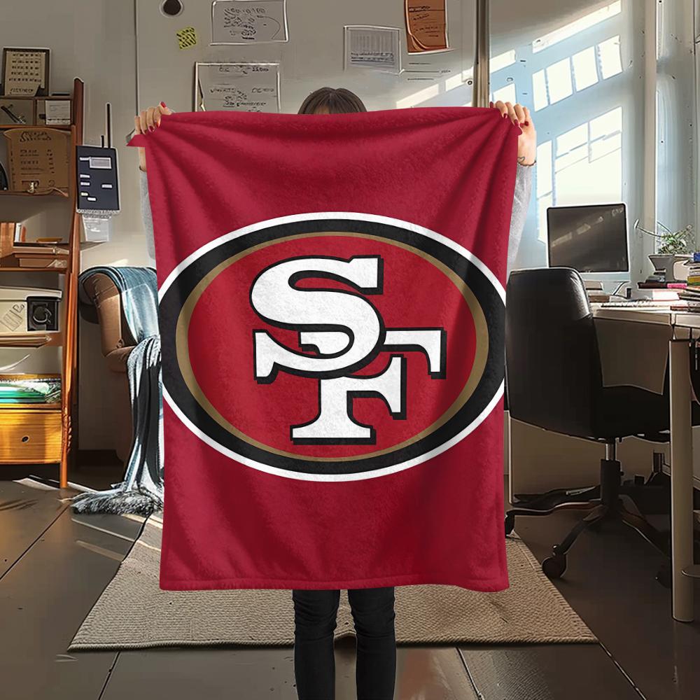 1Pc San Francisco 49ers Print Flannel Blanket, High quality Comfortable for All Seasons, Home Decor, Warmth and Comfort, Perfect for Gifts