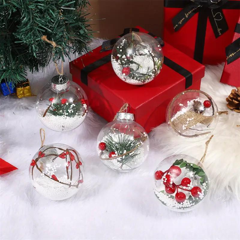 6/12Pack Transparent DIY Fillable Christmas Ornaments, 6cm Craft Plastic Balls, Festive Tree Decorations, Electric Holiday Decor