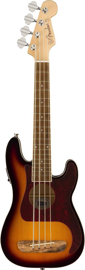 Fender Ukulele Bass Fullerton Precision Walnut Tortoiseshell Sunburst with Soft Case Bass® Uke, Fingerboard, Pickguard, 3-Color