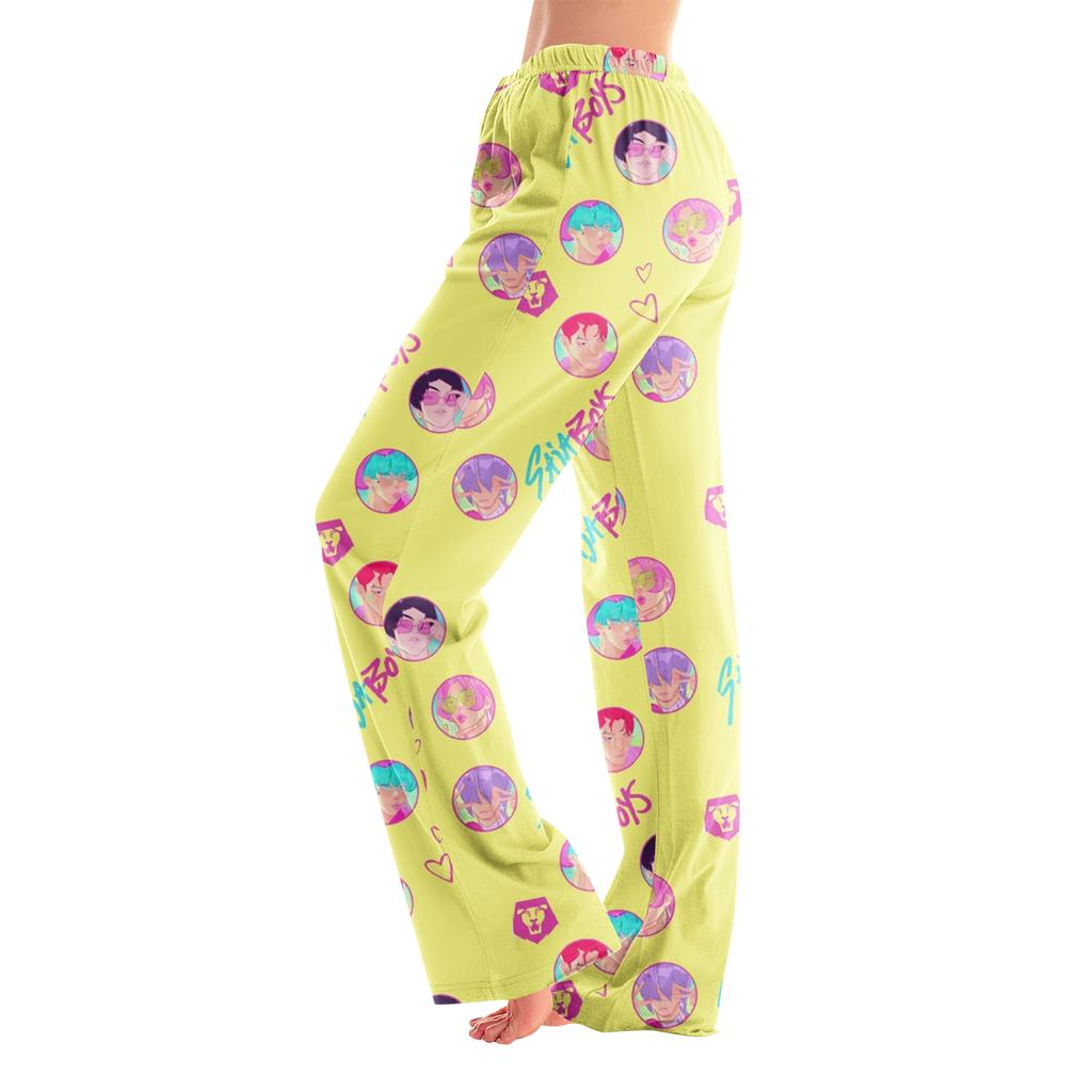Pajama Pants Sleepwear Casual Drawstring Elastic Waist Pants Comfy Straight Yoga Loose Trousers