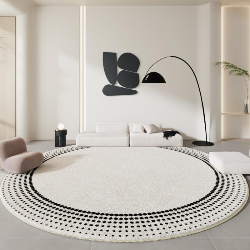 Minimalist Bedroom Decor Black White Carpet Fluffy Soft Carpets for Living Room Home Plush Floor Mat Large Area Lounge Round Rug