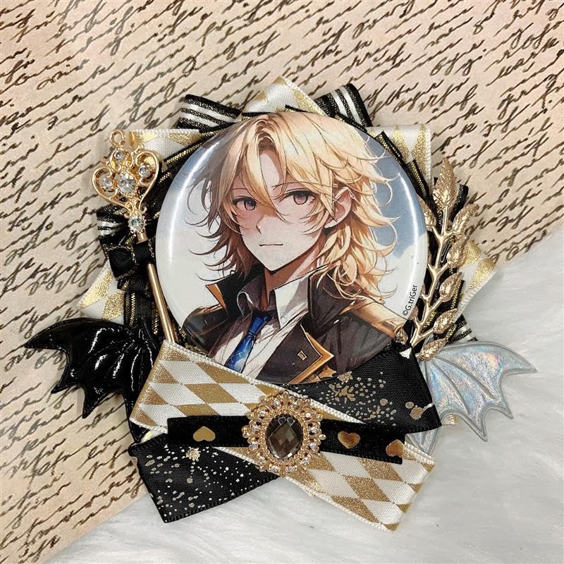 G Triger Ita Rosette for Can Winged Ita Bag Handmade Black Badges, Rosette, Devil, 57mm, 58mm, Decoration, Rosette, Ribbon,