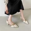 Mode Damen Sandalen mit Absatz Spitzschuhe Stickerei Schuhe Damen Slipper 2025 Trend Elegant Flache Pumps Sommerkleid Sandalen für Damen