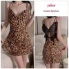 Leopard Print See-Through Nightgown: Sexy Butterfly Spaghetti Strap Loungewear Set for Women