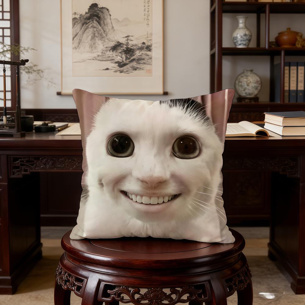 Cat Funny Meme cushion cover Birthday Anniversary Gifts Double Sided Printed Zipper Cushion Cover Soft Skin Bedding