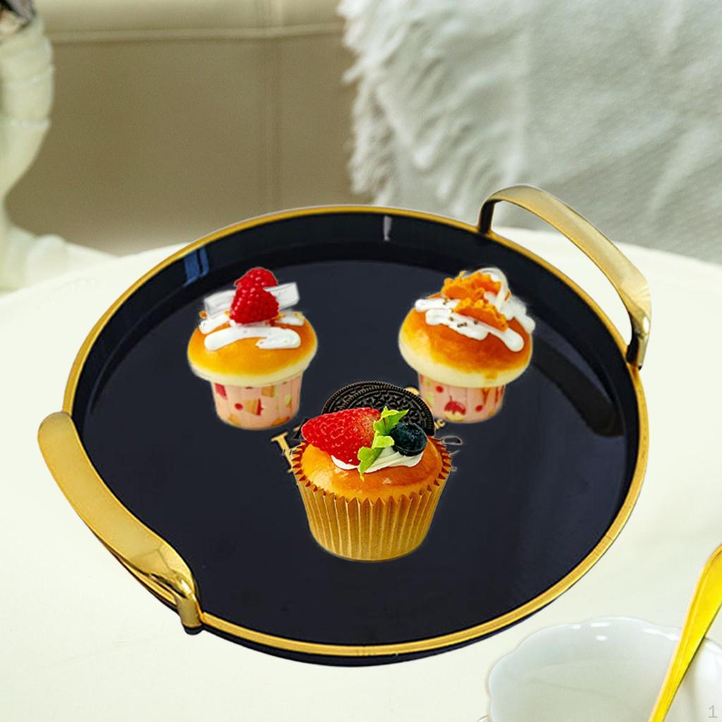 Biscuit Cookies Pastry Tray Snack Plate with Double Handle Simple Storage Organizer Round