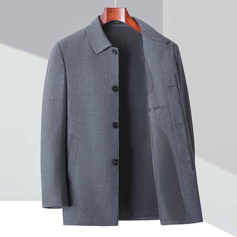 Middle-aged Buttoned Wool Jacket Men's Autumn Business Coat Top Middle-aged and Elderly Father's Jacket Leader Cadre Jacket