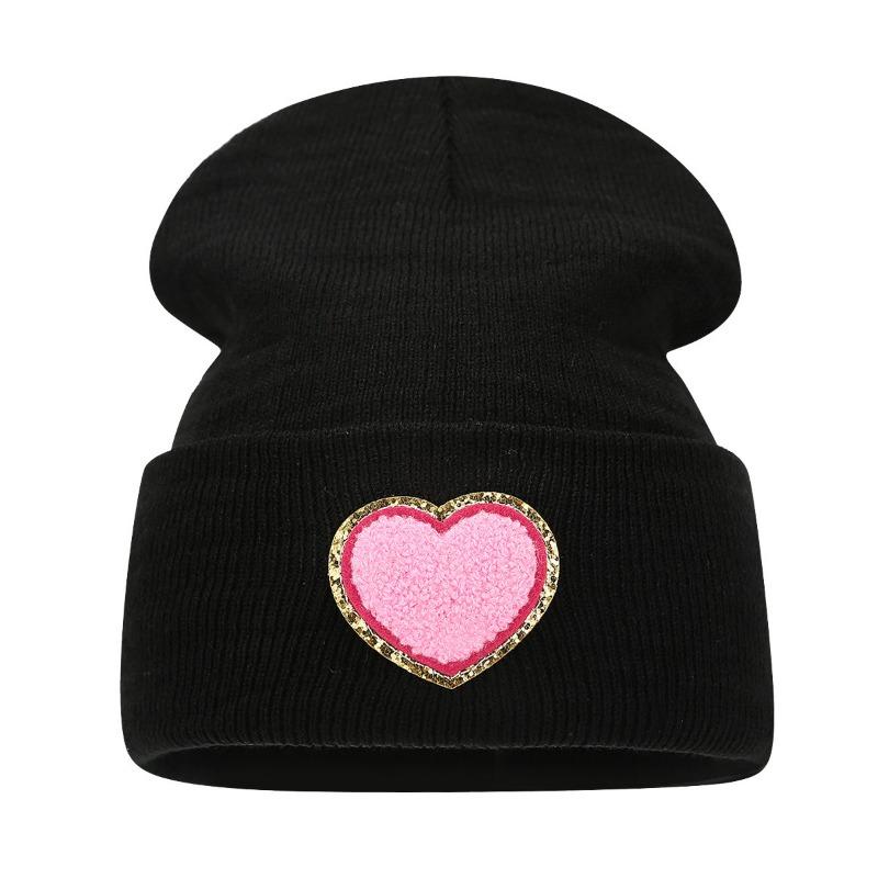 Knitted Hat Women's Fashion Big Love Wool Hat Autumn and Winter Outdoor Trend Versatile Stacking Hat Couple Cold Hat