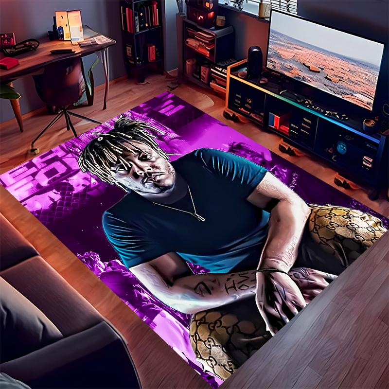 1pc Juice WRLD Print Area Rug - Soft, Washable Non-Slip Indoor Mat for Office Chairs, Living Room, Home Office Decorative Rug