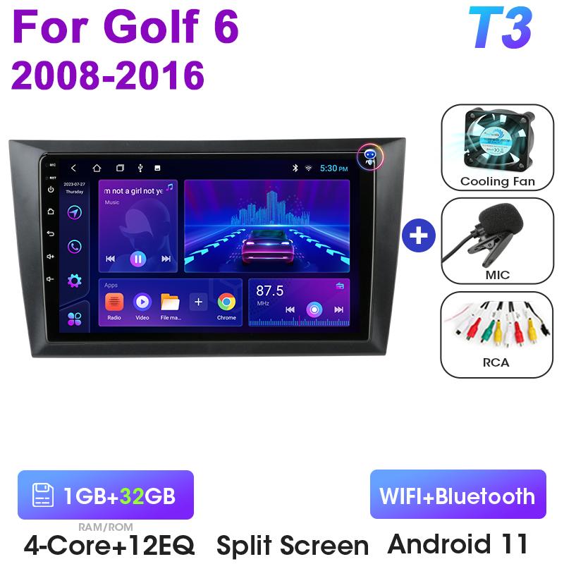 2 Din Android 12 Car Radio For Volkswagen VW GOLF 6 2008 - 2016 Wireless CarPlay Auto Car intelligent Systems Smart Autoradio 4G