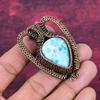 Pingente de Pedra Larimar Feito à Mão Marca Nova Pingente Joia Enrolada com Fio de Cobre