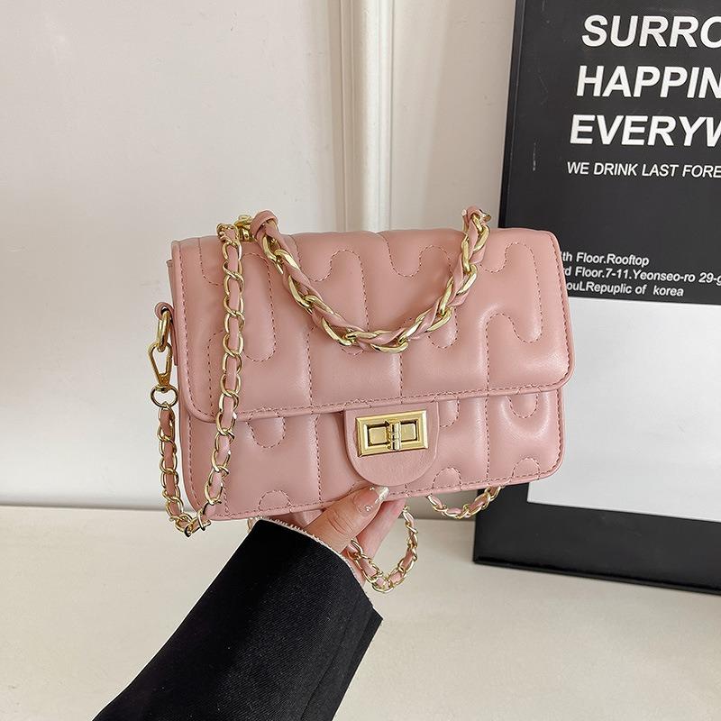 Solid color texture portable small bag new embroidered thread fashion shoulder messenger bag commuter backpack