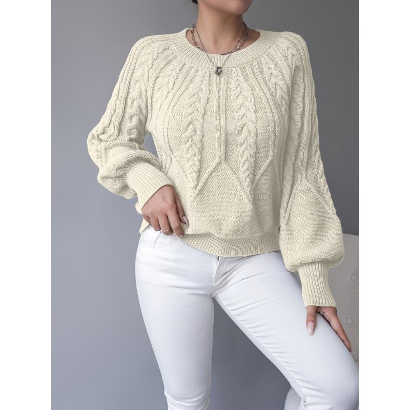 Women'S Chunky Sweater - Beige/Neutral-Toned Sweater for Fall/Winter, Cozy Sweater for Everyday & Formal Outfits, Women'S Sweater Clothing