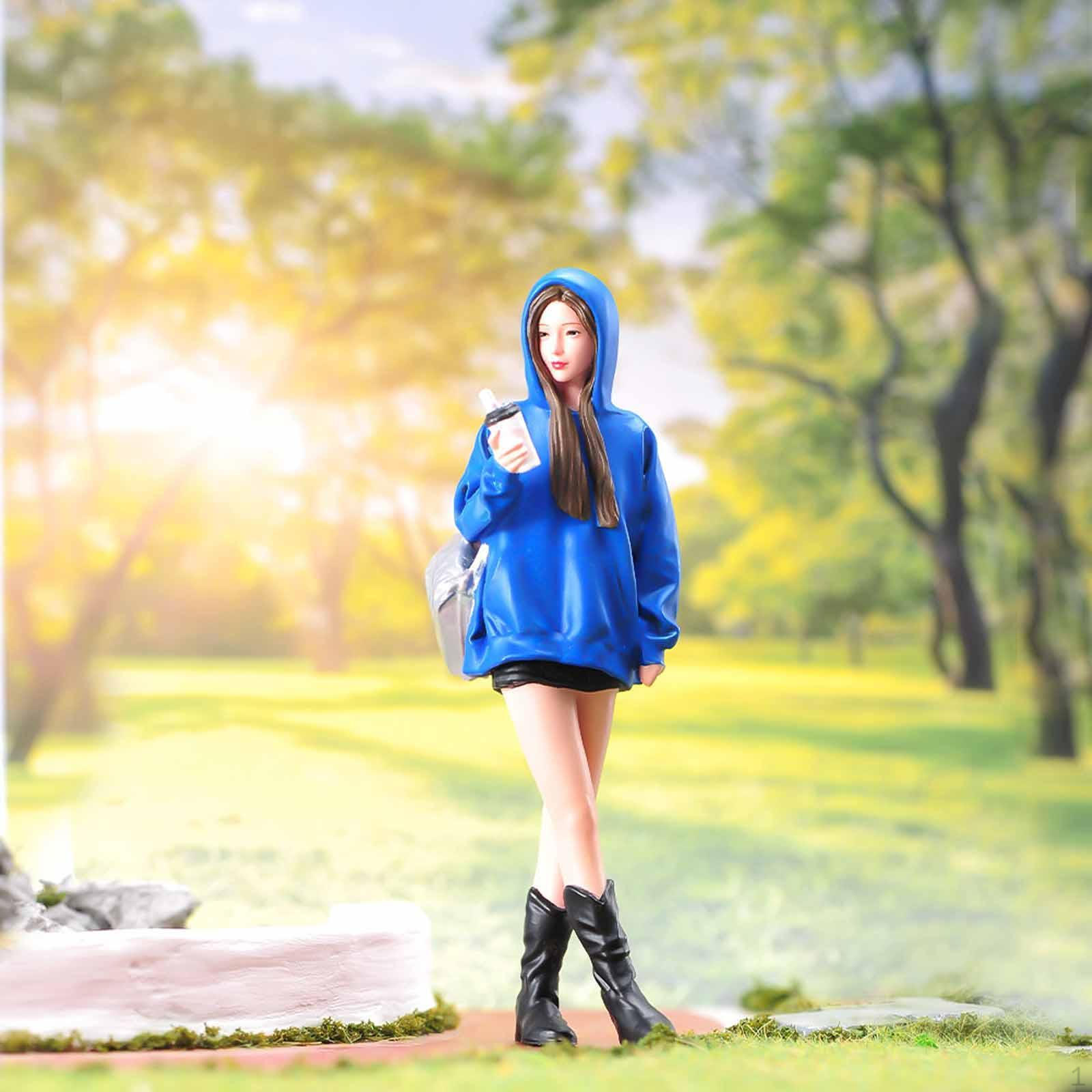 

Miniature Girl Figure Model Diorama Female Simulation Hand Painted Realistic for DIY Scene 1 24