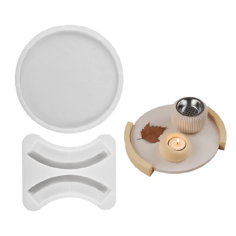 Creative Silicone Mold Elegant Round Flowerpot Tray Molds Silicone Texture Hand-Making Molds Perfect for Home Decorating