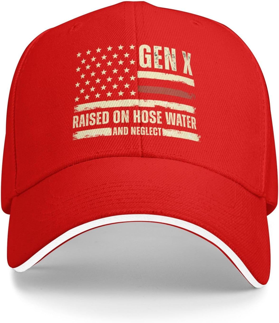 Gen X Raised On Hose Water and Neglect American Flag Baseball Cap Polyester Adjustable Outdoor Adult Hat One Size