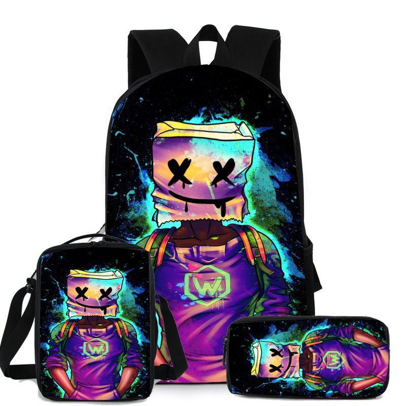Marshmello Backpack Set Durable Versatile Stylish For School Travel