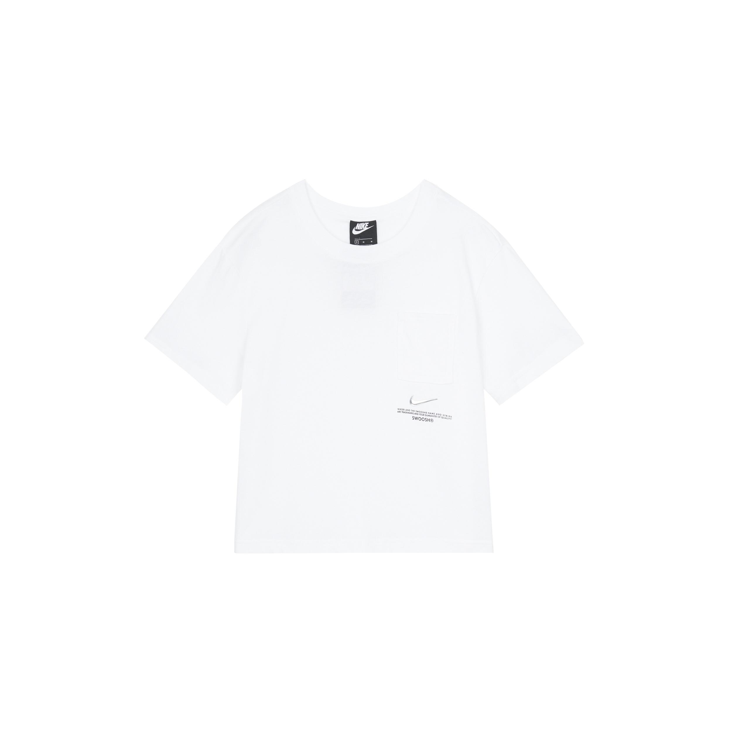 (WMNS) Nike Sportswear Swoosh Short Printed Round Neck Pullover T-Shirt White Women s CZ8912-100 S