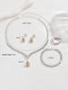 European-American Bridal Jewelry Set: Necklace, Bracelet, Ring, Zircon Earrings - Perfect for Weddings and Evening Dresses
