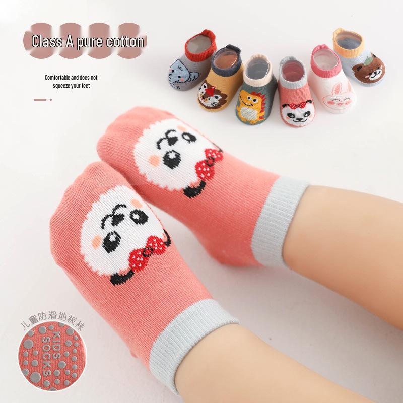 Baby-Baumwollsocken mit Rutschfestigkeit – Dünne Indoor-Knöchelsocken für Kleinkinder (Frühling Sommer Herbst)
